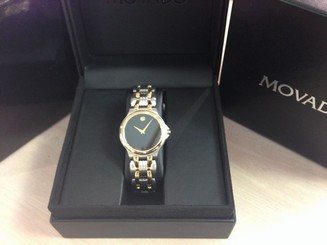 MOVADO EXCLUSIVE MEN UNISEX mid size 0604517 TWO TONE GOLD PLATED MUSEUM WATCH 775924901244