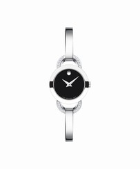 Movado Rondiro 0606798 Black Dial Stainless Steel Bangle Bracelet With Diamonds