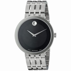 MOVADO MEN'S 39MM STEEL BRACELET & CASE SWISS QUARTZ BLACK DIAL WATCH 0607057