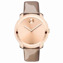 Movado Bold Rose Gold Ion-plated on Leather Watch 3600313