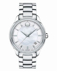 MOVADO BELLINA 0606981 80 DIAMOND BEZEL WHITE MOTHER-OF-PEARL SWISS QUARTZ WATCH