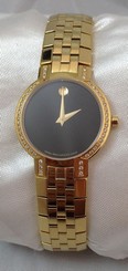 Women's Ladies Movado Faceto Gold Diamond Bezel Watch