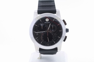 Men's Movado 0606082 Vizio Chronograph Carbon Fiber Dial Rubber Bracelet Watch