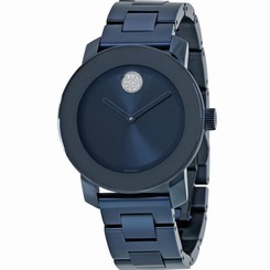 MOVADO UNISEX BLUE STEEL BRACELET & CASE QUARTZ ANALOG WATCH 3600388