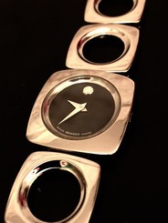 Womens Swiss Made Authentic Movado Dolca Large Stainless Bracelet Watch