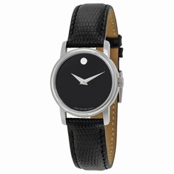 Movado Museum 2100004 Womens Black Dial Analog Quartz Watch with Leather Strap 885997018142