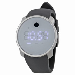 BRAND NEW MOVADO BOLD 3600253 GREY RUBBER STRAP DIGITAL LED DISPLAY MEN'S WATCH
