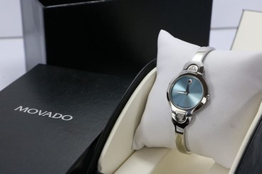 Women's Movado Diamond Kara Museum Dial Stainless Bangle Watch 84 A1 1846