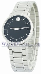 Movado 0606690 TC Black Dial Women's Steel Signature Dot Swiss Quartz Watch New