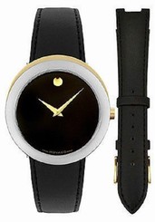 MOVADO 0605013 MENS CAPELO BLACK DIAL LEATHER STRAP WATCH $1050 RETAIL