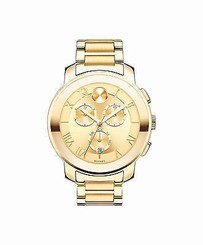 New Movado Bold 40mm Unisex Gold-Tone Chronograph Quartz Watch 3600209