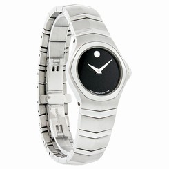 Movado Imperio Ladies Black Dial Stainless Steel Swiss Quartz Watch 0601037