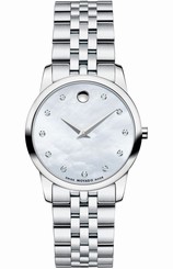 Movado 0606612 New Women's Museum White Mother-Of-Pearl Diamonds Swiss Quartz