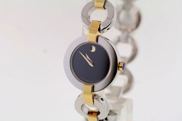 Ladies Movado 0606261? BELAMODA Black Dial Two-Tone Stainless Steel Watch