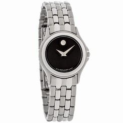 Movado Folio Ladies Black Dial Stainless Steel Swiss Quartz Watch 0691028