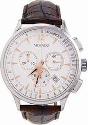 Movado Men's 0606576 Circa Brown Crocodile-Embossed Leather Strap Watch 885997041799