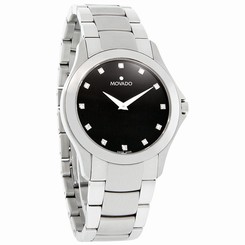 Movado Military Mens Diamond Black Dial Swiss Quartz Watch 0606185