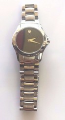 Movado Women's Black Face Museum Watch Stainless Steel 84E41849 Near-Mint Cond.