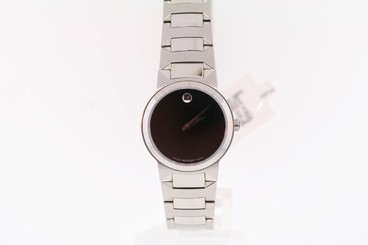 Ladies Movado 0605904 Temo Stainless Steel Black Dial Watch