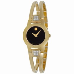MOVADO WOMEN'S GOLD TONE STEEL BRACELET & CASE SWISS QUARTZ WATCH 0606895