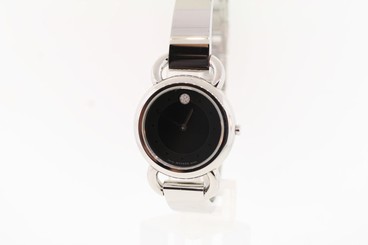 Ladies Movado 0606509 LINIO Stainless Steel Diamond Accent Pave Dot Watch