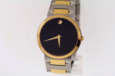 Men's Movado 0606064 TEMO Two-Tone Stainless Steel Black Dial Watch