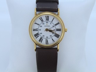$1500 Movado White Roman Numeral Leather Band Watch Gold Plated Wrist Vintage