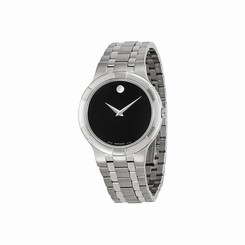 MOVADO MEN'S STEEL BRACELET & CASE SWISS QUARTZ BLACK DIAL WATCH 0606203 1155481704