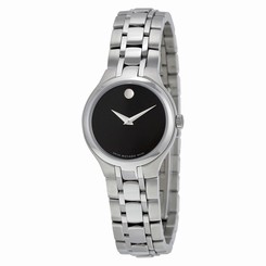 Movado 0606368 Womens Black Dial Analog Quartz Watch with Stainless Steel Strap 775924784861