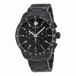 Movado 2600107 Mens Black Dial Analog Quartz Watch with Stainless Steel Strap