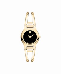 Movado Amorosa 0606946 Black Dial Gold PVD Stainless Steel Womens Watch
