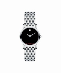Movado Red Label 0606107 Automatic Black Dial Stainless Steel Band Womens Watch