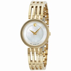 Movado Esperanza MOP Dial Gold Tone Stainless Steel Ladies Watch 0607054