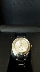 Ladies Movado Chronograph Watch! 2 Tone Lightly Used w Box & Book! 81 E9 1860