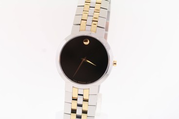 Men's Movado 0606062 FACETO Black Dial Two-tone Stainless Steel Watch