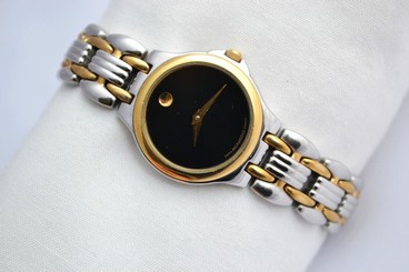 Vintage Movado Ladies Stainless Steel Two Tone Quartz Watch 203