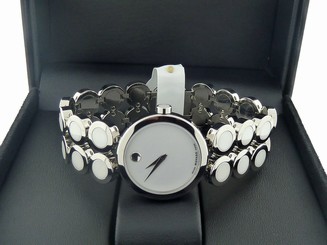 Movado Ono Moda Stainless Steel & Ceramic Bracelet Women's Watch 0606095