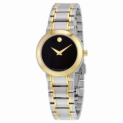 NEW Movado Stiri Black Dial Stainless Steel Yellow Gold PVD Ladies Watch 0606951