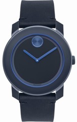 Movado Bold Quartz 42mm Navy Leather Strap Men's Watch 3600317