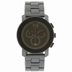 MOVADO MEN'S BLACK RESIN BAND STEEL CASE SWISS QUARTZ WATCH 3600048
