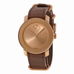MOVADO UNISEX LEATHER BAND GOLD TONE STEEL BRACELET SWISS QUARTZ WATCH 3600364