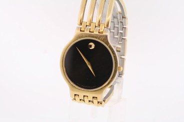 Unisex Movado 0600452 ESPERANZA Black Dial Gold-plated Stainless Steel Watch