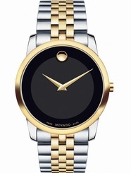 Movado 0606605 New Men's Dial Black Museum Concave Dot Two-Tone Swiss Quartz