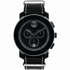 NEW MENS MOVADO (3600314) BOLD BLACK NYLON STRAPH CHRONOGRAPH WATCH