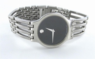 MOVADO WATCH GENTS MEN STAINLESS STEEL WRISTWATCH BLACK DIAL 84 19 861/1.4 SWISS