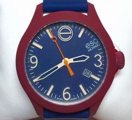 ESQ One Movado Navy Blue & Maroon Silicone Unisex 100M Quartz 07301453 GENUINE 885997104494