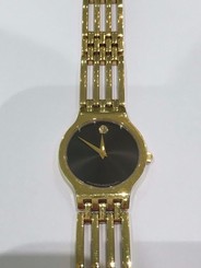 Ladies Gold Plated Movado Esperanza Black Dial Bracelet Watch