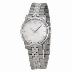 Movado Museum Mother of Pearl Diamond Dial Stainless Swiss Ladies Watch 0606612