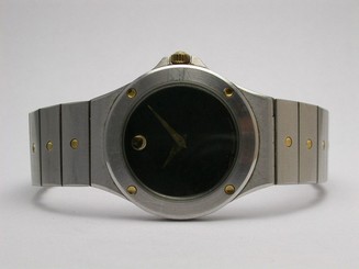 MOVADO #86.A1.837 MUSEUM BLACK DIAL STAINLESS STEEL/GOLD QUARTZ WOMENS WATCH