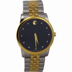 MOVADO Museum Black Dial Two-tone Men's Watch w/ diamonds 0606879